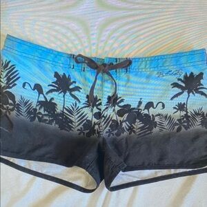Billabong Women's Blue and Black Tropical Shorts